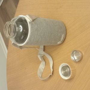 50 Oz Glass Water Bottle Wide Mouth with Bamboo Lid Neoprene Sleeve